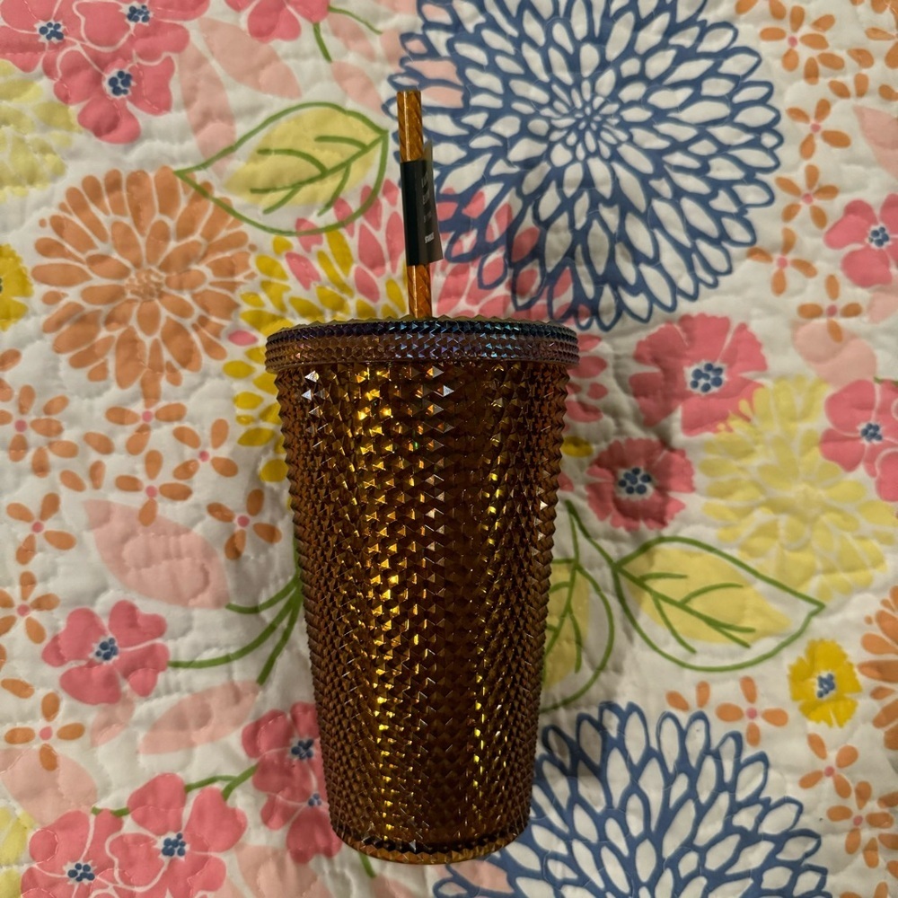 NEW Starbucks 50th Anniversary Ltd Edition Bronze/Gold Studded Tumbler - 16oz - Picture 2 of 2